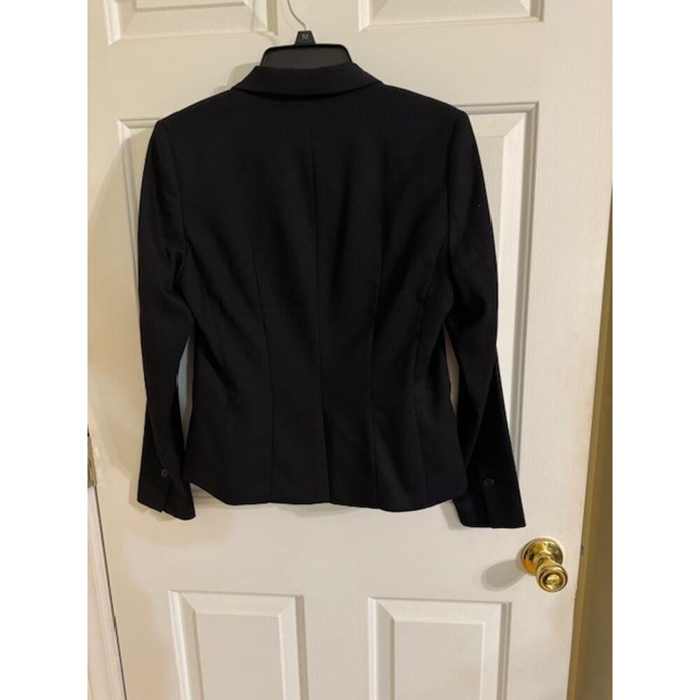 H&M Single-Breasted Fitted Notched Lapel White Lining Black Blazer Sz 8 - Picture 9 of 10